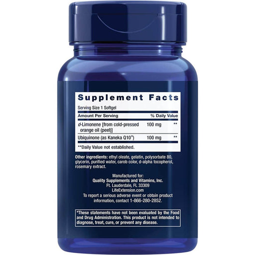 Life Extension Super-Absorbable CoQ10 (Ubiquinone) with d-Limonene 100 mg 60 Softgels | Premium Supplements at MYSUPPLEMENTSHOP