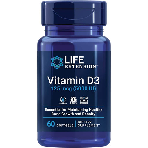 Life Extension Vitamin D3 125 mcg (5000 IU) 60 Softgels | Premium Supplements at MYSUPPLEMENTSHOP