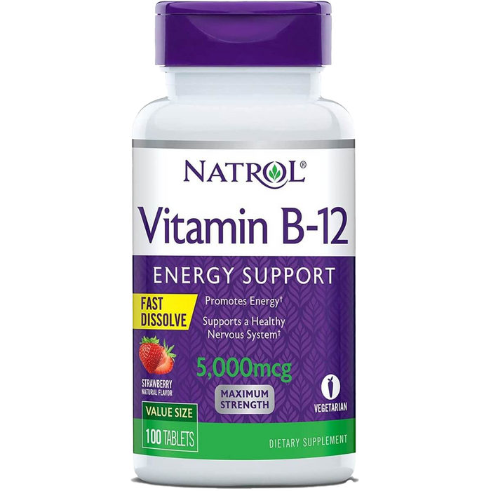 Natrol Vitamin B-12 5,000mcg 100 Strawberry Tablets