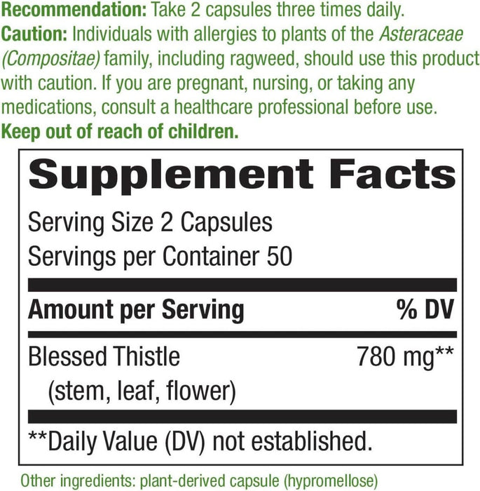 Nature's Way Blessed Thistle 780mg 100 Vegan Capsules | Premium Supplements at MYSUPPLEMENTSHOP