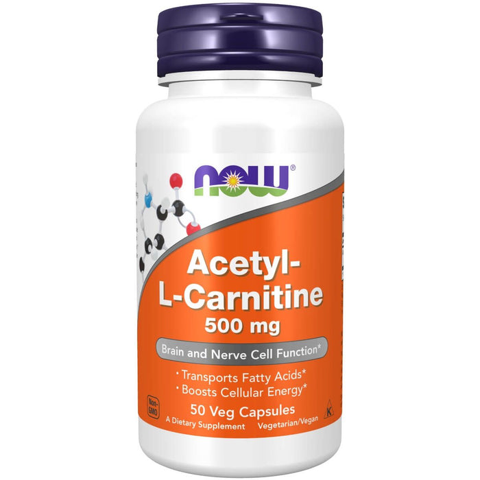 NOW Foods Acetyl-L Carnitine 500 mg 50 Veg Capsules - Amino Acids and BCAAs at MySupplementShop by NOW Foods