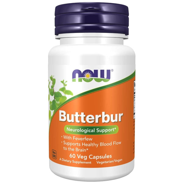 NOW Foods Butterbur with Feverfew 60 Veg Capsules - Health and Wellbeing at MySupplementShop by NOW Foods