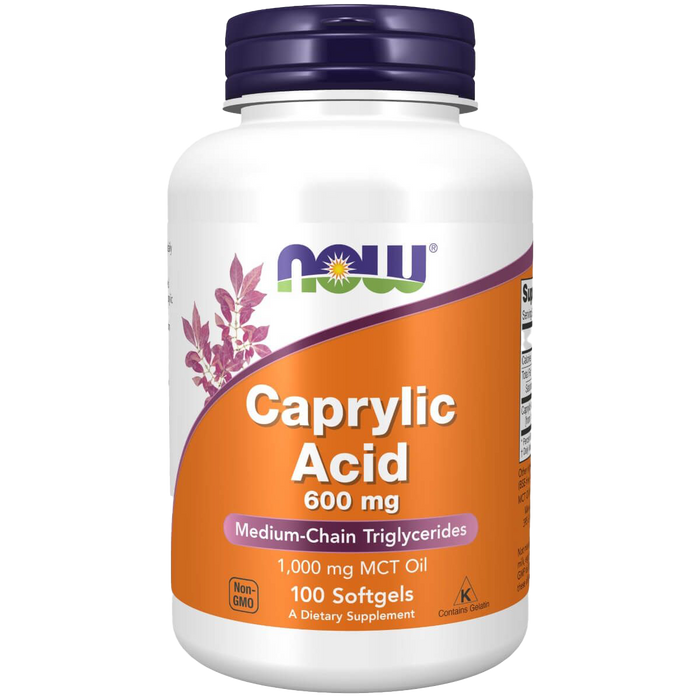 NOW Foods Caprylic Acid 600 mg 100 Softgels