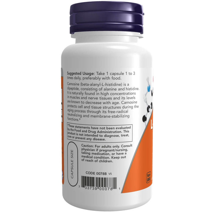 NOW Foods L-Carnosine 500 mg 50 Veg Capsules | Premium Supplements at MYSUPPLEMENTSHOP