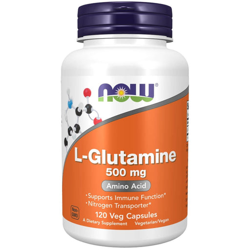 NOW Foods L-Glutamine 500 mg 120 Veg Capsules | Premium Supplements at MYSUPPLEMENTSHOP