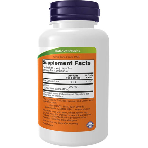 NOW Foods Licorice Root 450 mg 100 Veg Capsules | Premium Supplements at MYSUPPLEMENTSHOP