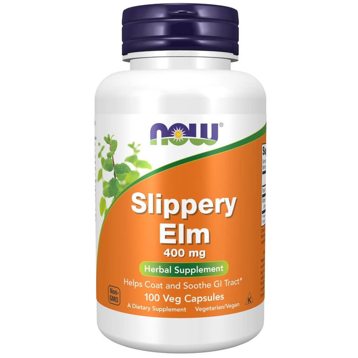 NOW Foods Slippery Elm 400 mg 100 Veg Capsules - Health and Wellbeing at MySupplementShop by NOW Foods