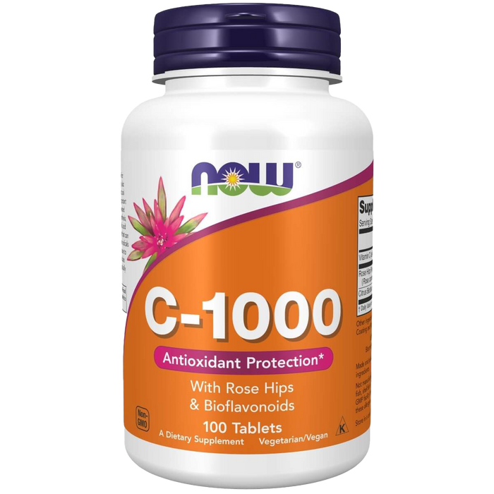 NOW Foods Vitamin C-1,000 with Rose Hips & Bioflavonoids 100 Tablets