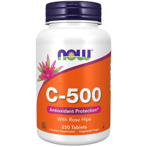 NOW Foods Vitamin C-500 with Rose Hips 250 Tablets | Premium Supplements at MYSUPPLEMENTSHOP