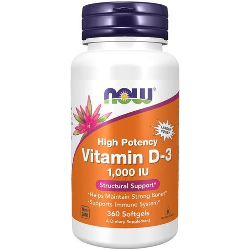 NOW Foods Vitamin D-3 1,000 IU 360 Softgels | Premium Supplements at MYSUPPLEMENTSHOP