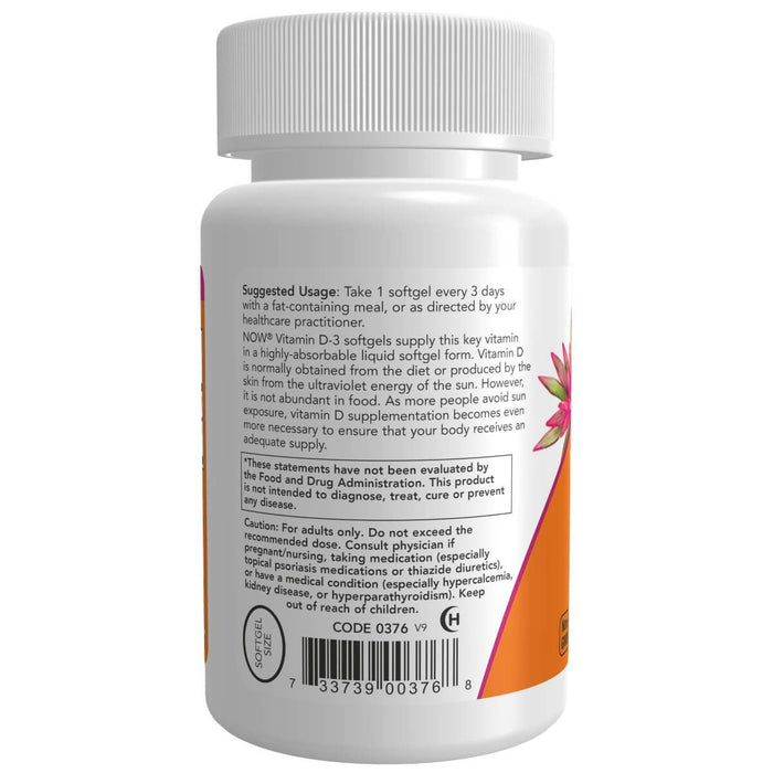NOW Foods Vitamin D-3 10,000 IU 120 Softgels | Premium Supplements at MYSUPPLEMENTSHOP