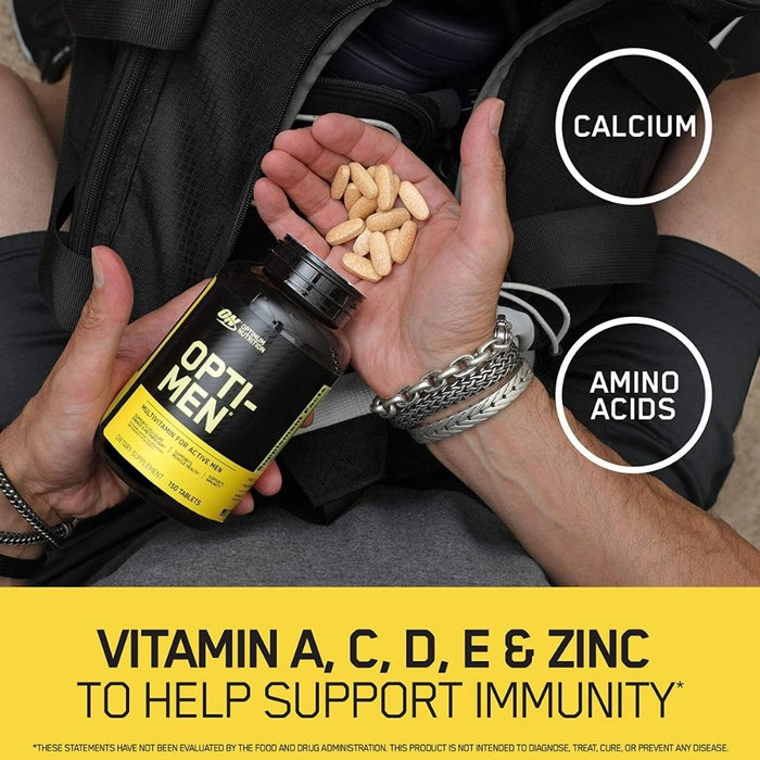 Optimum Nutrition Opti-Men Multivitaminpräparate für Männer mit Vitamin D, Vitamin C, Vitamin A und Aminosäuren, 30 Portionen, 90 Kapseln