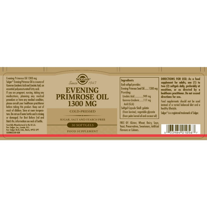 Solgar Evening Primrose Oil 1300 mg Softgels Pack of 30 at MySupplementShop.co.uk