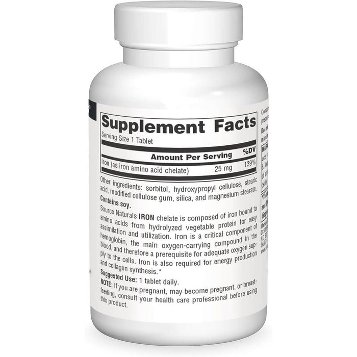 Source Naturals Iron 25mg 100 Tablets | Premium Supplements at MYSUPPLEMENTSHOP