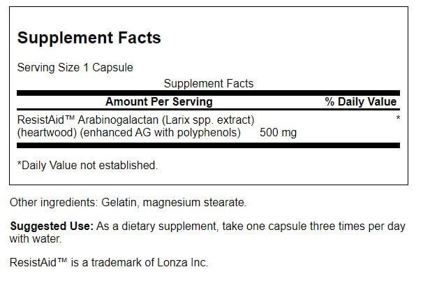 Swanson Larch Tree Arabinogalactan 500 mg 90 Capsules | Premium Supplements at MYSUPPLEMENTSHOP