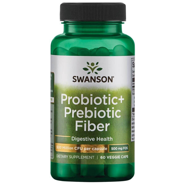 Swanson Probiotic+ Prebiotic Fiber 500 Million CFU 60 Veggie Capsules - Health and Wellbeing at MySupplementShop by Swanson