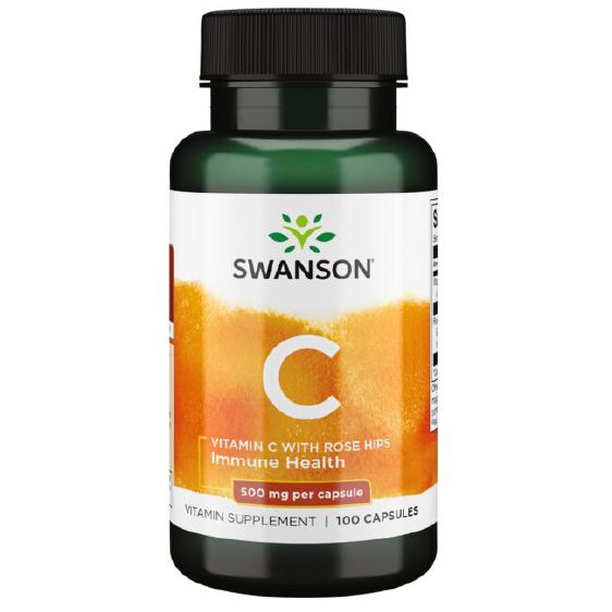 Swanson Vitamin C with Rose Hips 500 mg 100 Capsules - Vitamins & Minerals at MySupplementShop by Swanson