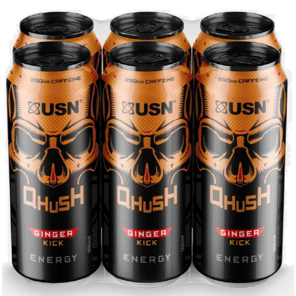 USN Qhush Energy - Ginger Kick 6 x 500ml | Premium Sports Drink at MYSUPPLEMENTSHOP.co.uk