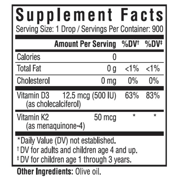 Seeking Health Vitamin D3 + K2 Drops - 30 ml