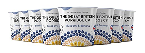 The Great British Porridge Co. Blueberry and Banana 100% Natural Instant Porridge Pot (8 x 60g Porridge pots) | High-Quality Porridge | MySupplementShop.co.uk