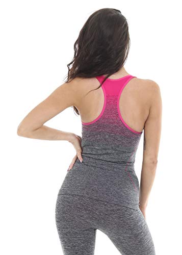 Gold's Gym UK Women's GGLVST132 Gradient Ombre Workout Training Tank Seamless Quick Dry Vest Top Pink/Charcoal X-Small/Small | High-Quality Sleeveless Tops | MySupplementShop.co.uk