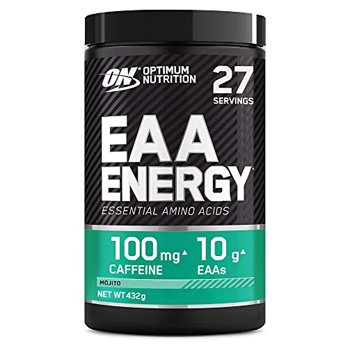 Optimum Nutrition ON EAA Energy Full Essential Amino Acids Blend with Caffeine and No Sugar EAA Powder for Energy and Focus Mojito 27 Servings 432 g | High-Quality Acetyl-L-Carnitine | MySupplementShop.co.uk