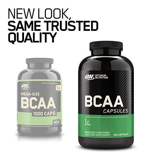 Optimum Nutrition BCAA 1000 Branch Chain Amino Acids with L-Leucine L-Isoleucine and L-Valine. BCAA supplement by ON - Unflavoured 200 Servings 400 Capsules | High-Quality Creatine | MySupplementShop.co.uk