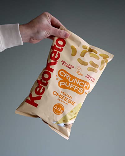 Keto Keto Low Carb Crunch Puffs 10 x 80g Keto Snacks For Weight Loss | Keto Diet Keto Crisps | Low Carb | Low Calorie Vegan Food Gluten Free High Protein (Vegan Cheese) | High-Quality Crisps & Snacks | MySupplementShop.co.uk