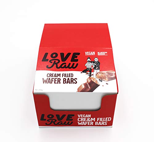 LoveRaw Creamy Hazelnut Wafer Vegan Chocolate Bar Full Case 12 Packs (2 Cream Filled Bars per Pack) Palm Oil Free Nothing Artificial Natural Ingedients | High-Quality Health Foods | MySupplementShop.co.uk