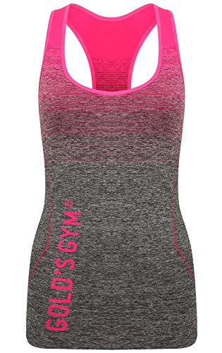 Gold's Gym UK Women's GGLVST132 Gradient Ombre Workout Training Tank Seamless Quick Dry Vest Top Pink/Charcoal X-Small/Small | High-Quality Sleeveless Tops | MySupplementShop.co.uk