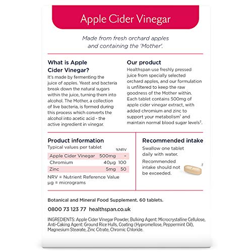 Healthspan Apple Cider Vinegar 60 Tablets | High-Quality Health Foods | MySupplementShop.co.uk