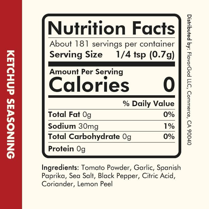 FlavorGod Ketchup Flavored Seasoning - 128g | High-Quality Health Foods | MySupplementShop.co.uk