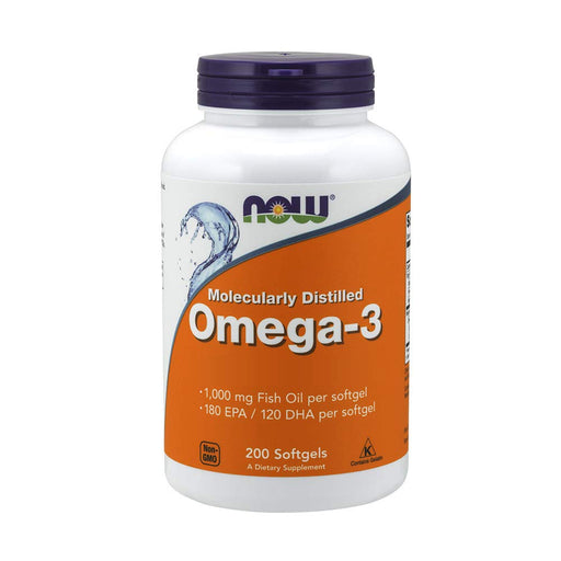 NOW Foods Omega-3 Molecularly Distilled - 200 softgels | High-Quality Omegas, EFAs, CLA, Oils | MySupplementShop.co.uk
