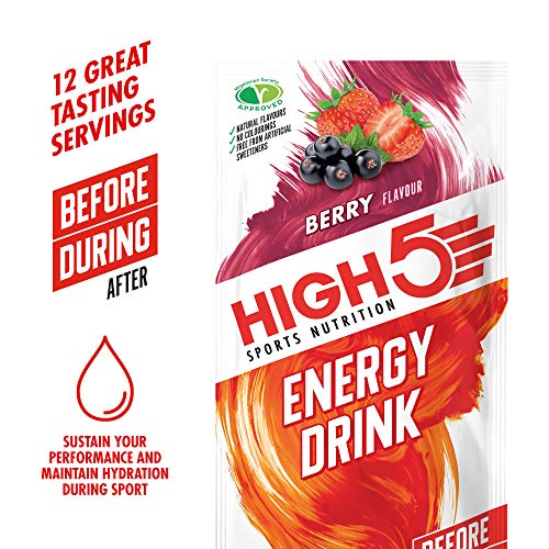 HIGH5 Energy Hydration Drink Refreshing Mix of Carbohydrates and Electrolytes (Berry 12 x 47g) | High-Quality Energy Drinks | MySupplementShop.co.uk