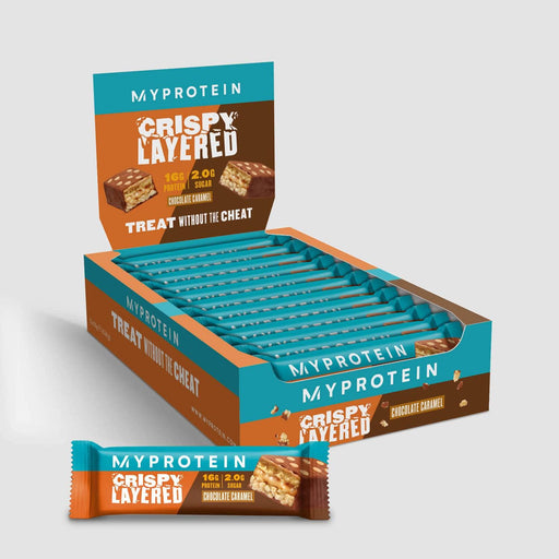 MyProtein Crispy Layered Protein Bar 12x58g Chocolate Caramel | High-Quality Protein Bars | MySupplementShop.co.uk