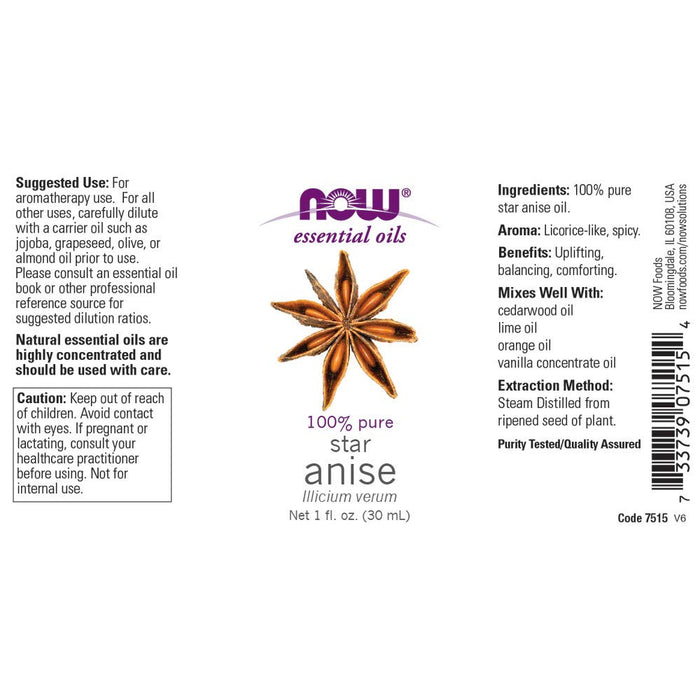 NOW Foods Essential Oil, Anise Oil - 30 ml. | High-Quality Health and Wellbeing | MySupplementShop.co.uk