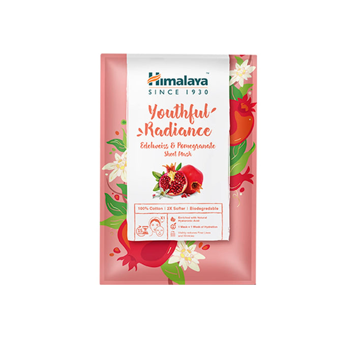 Himalaya Youthful Radiance Edelweiss & Pomegranate Sheet Mask - 30 ml. | High-Quality Health and Wellbeing | MySupplementShop.co.uk