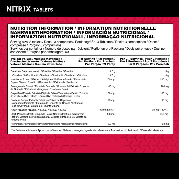 BSN Nitrix 2.0 180 Tablets 60 Servings | High-Quality Nitric Oxide Boosters | MySupplementShop.co.uk