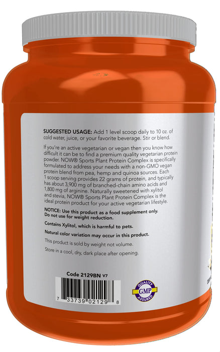 NOW Foods Plant Protein Complex, Creamy Vanilla - 907g | High-Quality Protein | MySupplementShop.co.uk