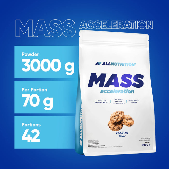 Allnutrition Mass Acceleration, Cookies - 3000 grams | High-Quality Weight Gainers & Carbs | MySupplementShop.co.uk