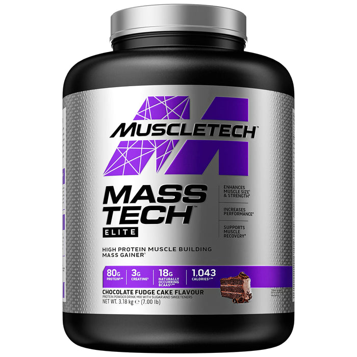 MuscleTech Mass-Tech Elite, Chocolate Fudge Cake - 3180 grams - Weight Gainers & Carbs at MySupplementShop by Muscletech