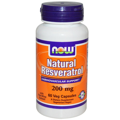 NOW Foods Natural Resveratrol with Red Wine Extract, 200mg - 60 vcaps | High-Quality Resveratrol | MySupplementShop.co.uk