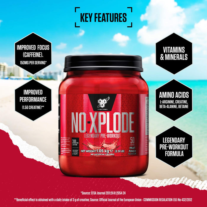 BSN NO Xplode, Fruit Punch - 1000 grams | High-Quality Nitric Oxide Boosters | MySupplementShop.co.uk