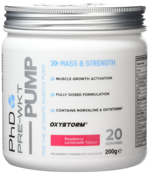 PhD Pre Workout Pump, Raspberry Lemonade - 200 grams | High-Quality Nitric Oxide Boosters | MySupplementShop.co.uk