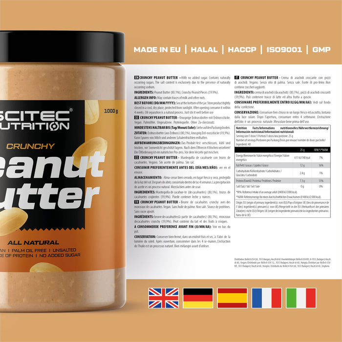 SciTec Peanut Butter, Crunchy - 1000 grams | High-Quality Health Foods | MySupplementShop.co.uk