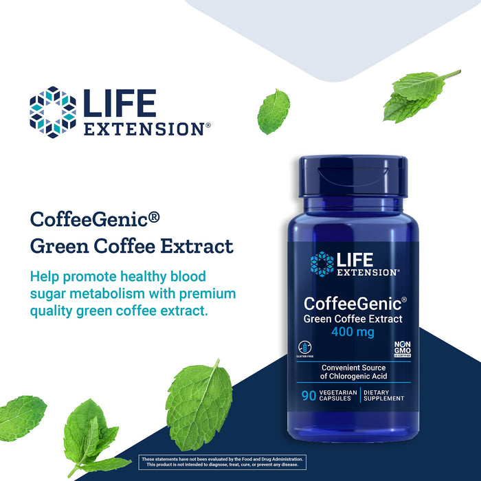 Life Extension CoffeeGenic, Green Coffee Extract, 400mg - 90 vcaps | High-Quality Green Coffee | MySupplementShop.co.uk