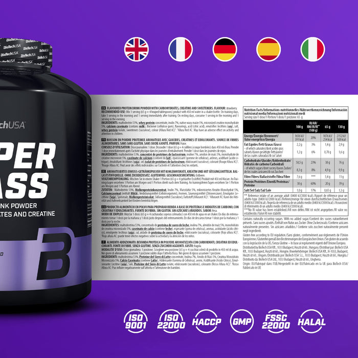 BioTechUSA Hyper Mass, Strawberry - 2270 grams | High-Quality Weight Gainers & Carbs | MySupplementShop.co.uk