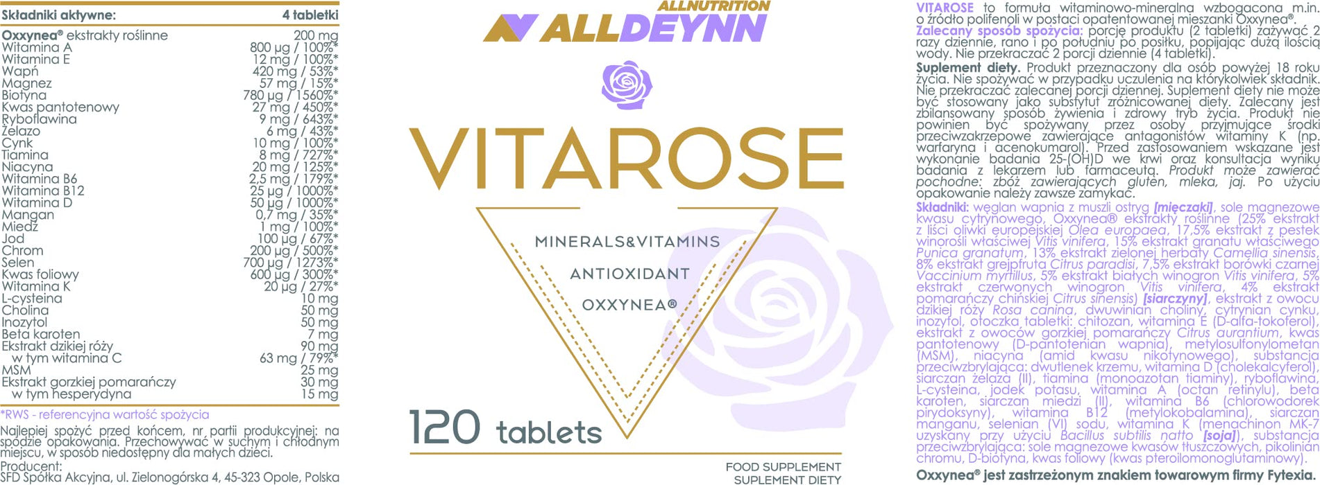 AllDeynn Vitarose - 120 tabs | High-Quality Vitamins, Minerals & Supplements | MySupplementShop.co.uk