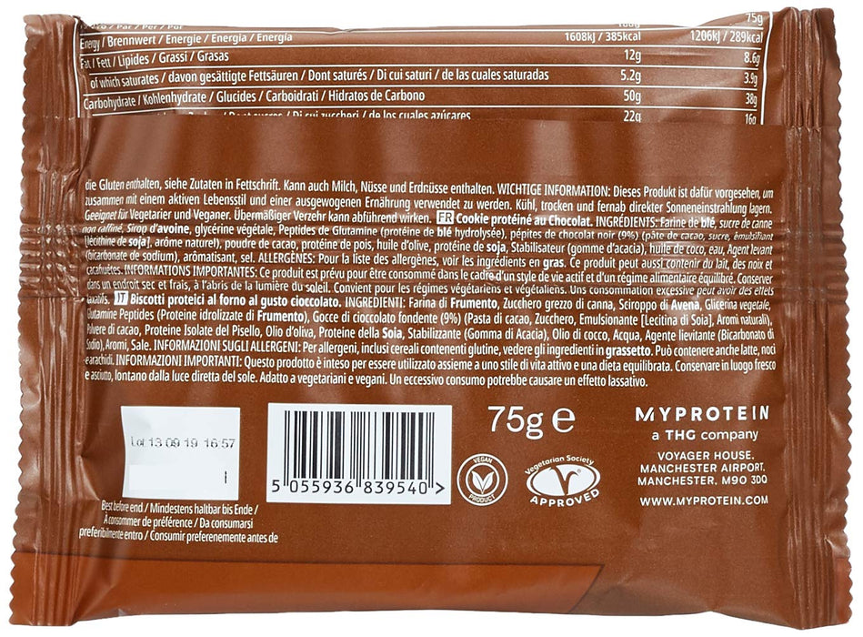 MyProtein Baked Cookie 12x75g Chocolate | High-Quality Protein Bars | MySupplementShop.co.uk