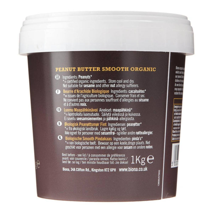Biona Organic Peanut Butter Smooth 1kg | High-Quality Health Foods | MySupplementShop.co.uk